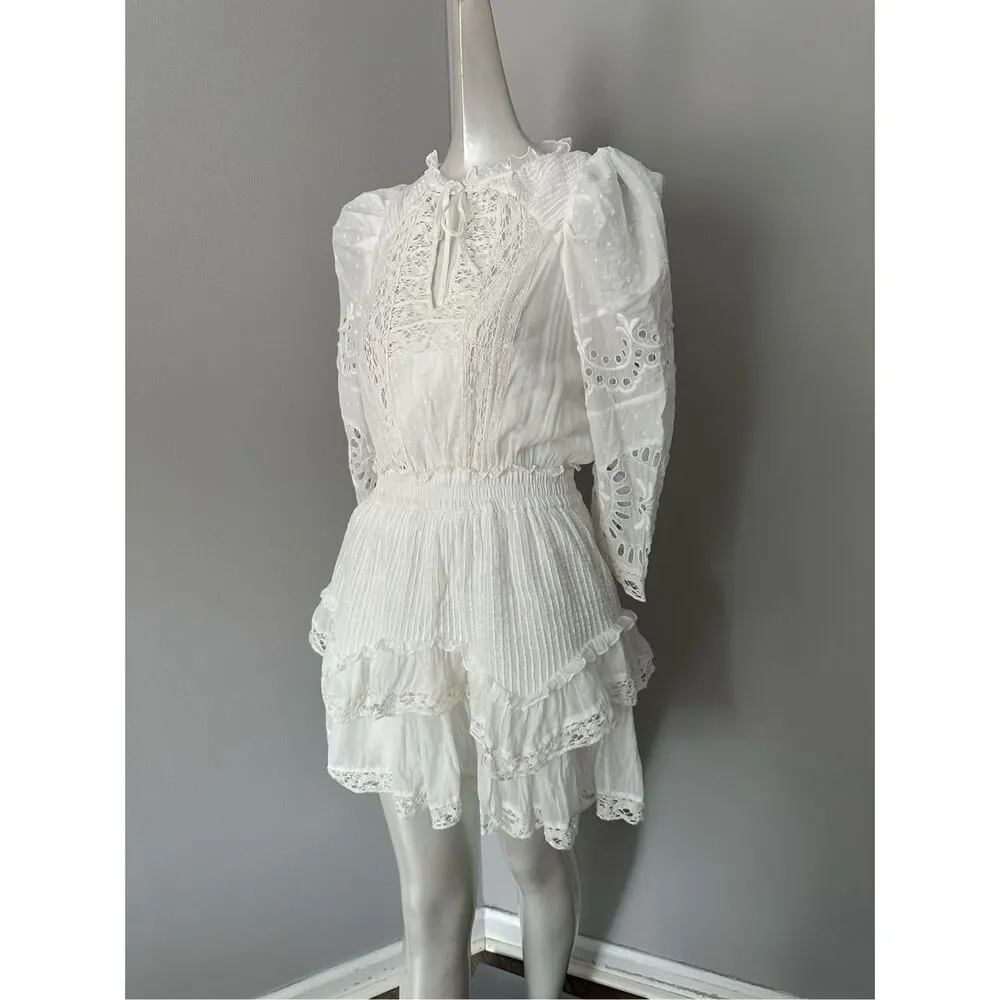 LoveShackFancy White Eyelet Lace Mini Dress - Picture 9 of 10